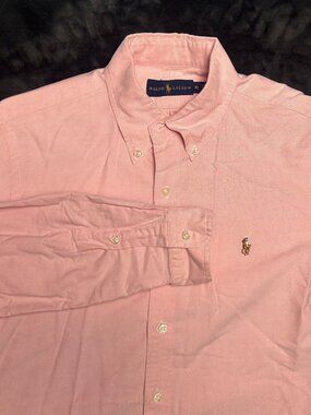 Ralph Lauren Oxford Shirt M Long Sleeve Button-Down Light Pink 100% Cotton